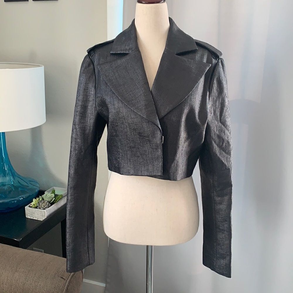 Michelle Duncan Cropped Coated Canvas Lady Godiva Jacket sz 2